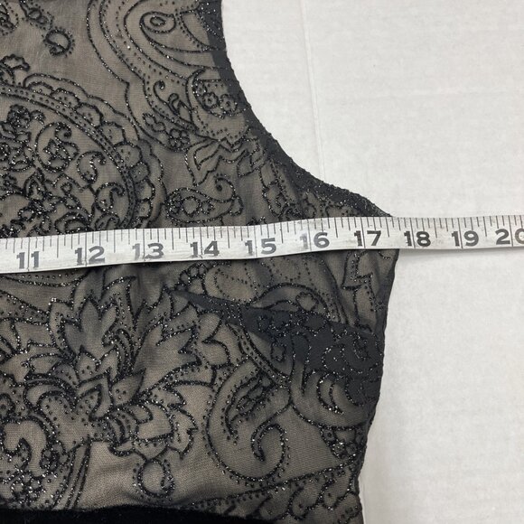 Vtg Connected Apparel Dress 12 Black Velvet Mesh Embroidered Maxi Prom Y2K Fairy - Picture 6 of 8